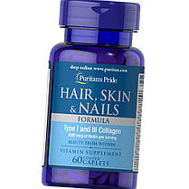 Вітаміни для волосся шкіри та нігтів Puritan's Pride Hair, Skin Nails 60 таб, фото 2