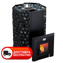 Кам'янка для лазні Гейзер ПКС-01,02,04 (16,22,30 м³) з виносною топкою зі склом 200х200 мм