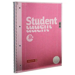 Зошит коледж-блок Brunnen А4 на спіралі в клітинку 80 аркушів 90 г/м2 обкладинка рожевий металік
