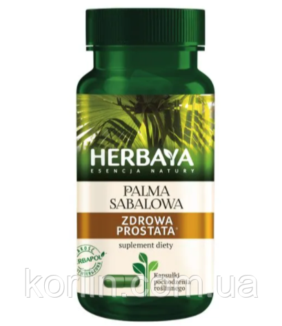 Екстракт Пальми Сереноа Зі Пальмето Saw Palmetto 60 кап Herbaya Польща Доставка з ЄС, фото 1