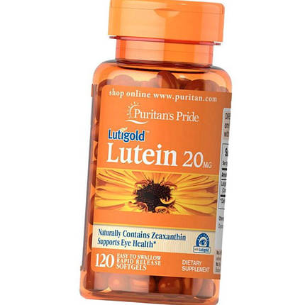 Лютеїн для очей Puritan's Pride Lutein 20 mg 120 капс гел, фото 2