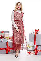 Платье с накидкой женское Бейлиз, цвет беж-вишня,бренд SOLH