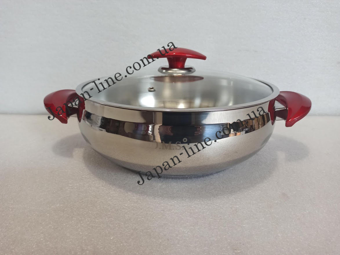 Сотейник 6,5 л (30 см х 10 см) OMS 2032-L 30 скляна кришка