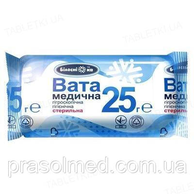 Вата медична ,стерильна, 25г ролик "Білосніжка" Укрмедтекстиль, фото 1