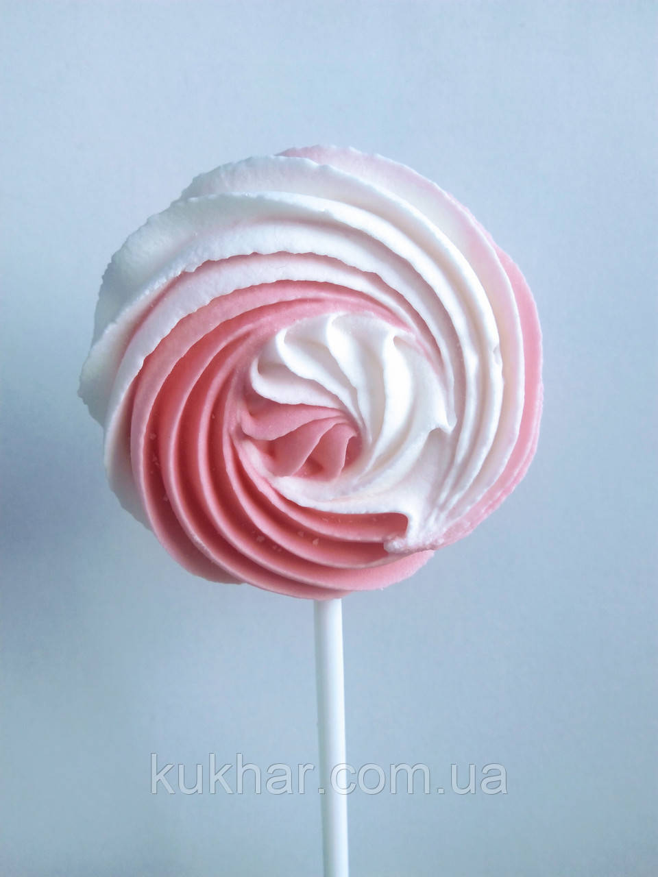 Кондитерська прикраса "Безе" на палочці d60 (Біло/Рожеве), фото 1