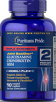 Глюкозамін хондроітин МСМ Puritan's Pride Triple Strength Glucosamine Chondroitin with MSM 90 таб, фото 3