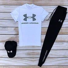 Спортивний костюм чоловічий Футболка + Штани Under Armour білий Комплект чоловічий осінній літній Андер Армор