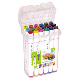 Фломастери кольорові (скетчмаркери) "Twin Marker", Набір 18 кольорів, двосторонні