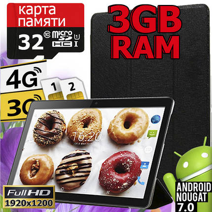 Планшет-телефон з 3GB ОЗУ MT104 4G IPS 10''+ Карта пам'яті 32GB та Чохол-книжка у подарунок!, фото 1