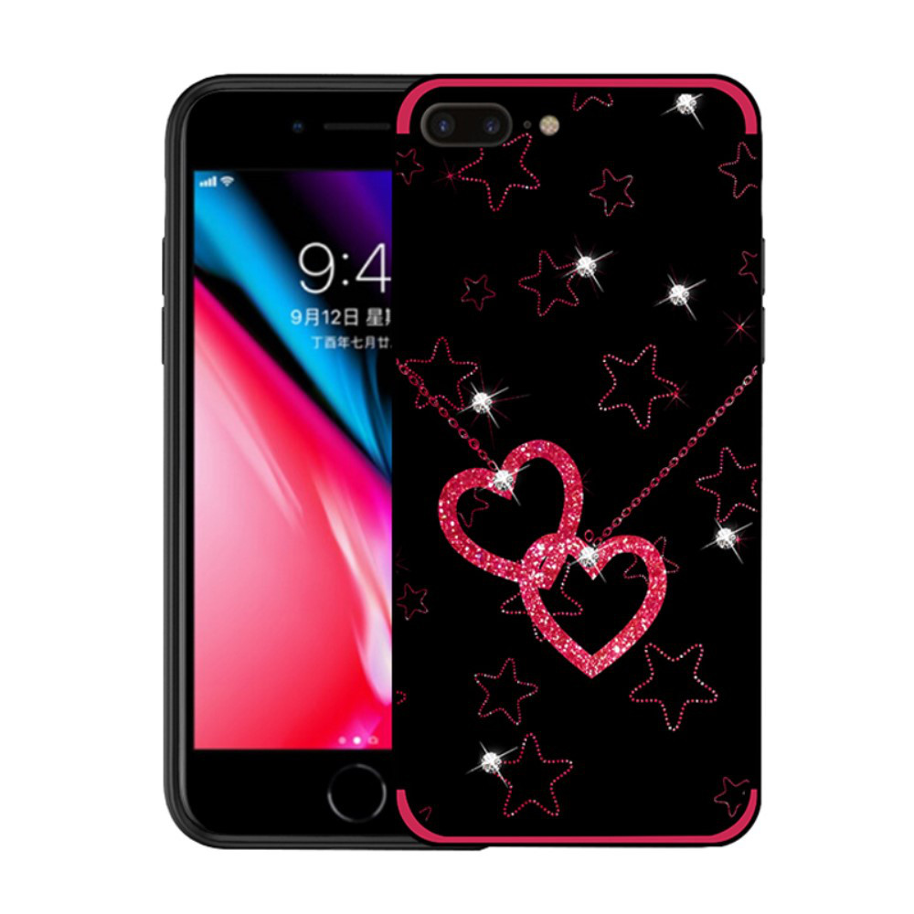 Чохол накладка для iPhone 8 Plus силіконовий зі стразами NXE, Серця й зірки