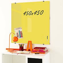 Скляна маркерна не магнітна дошка 450*450мм Жовта