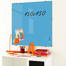 Скляна маркерна не магнітна дошка 450*450мм Блакитна