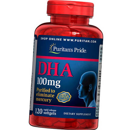Омега 3 жирні кислоти Puritan's Pride DHA 100 mg 120 капс Докозагексаєнова кислота риб'ячий жир, фото 2