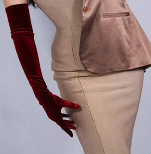 Рукавички оксамитові, за лікоть, довгі Бордовий, 53