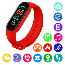 Фітнес браслет трекер M6 Smart band Розумний спортивний смарт годинник для здоров'я з тонометром крокоміром Червоний, фото 3