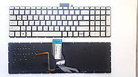 Клавиатура для ноутбуков HP Pavilion 15-AB, 15-AK, 17-AB, Omen 15-AX серебристая без рамки с подсветкой RU/US