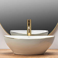 Умивальник (раковина) REA SOFIA GOLD EDGE накладної, фото 3