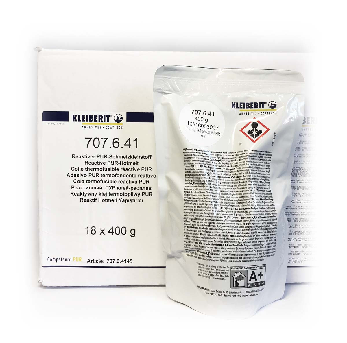 ПУР клей для кромки Клейберит 707.6.41 (0.4 кг) (Kleiberit) білий клейовий шов, фото 1