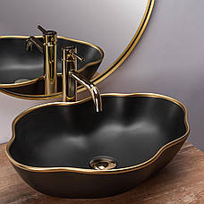 Умивальник (раковина) REA PEARL BLACK GOLD накладної, фото 2