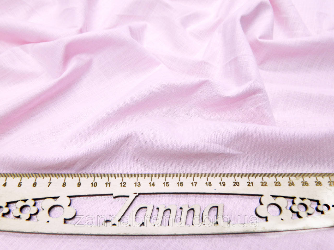 Тканина стрейч-льон однотонний колір світло-рожевий, фото 1