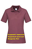 Женская футболка поло ФУР-ТАЙМ хлопок бордовый красный, XS