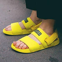Жіночі літні тканинні босоніжки Puma яскраві жовті | Повсякденні зручні відкриті сандалі Пума