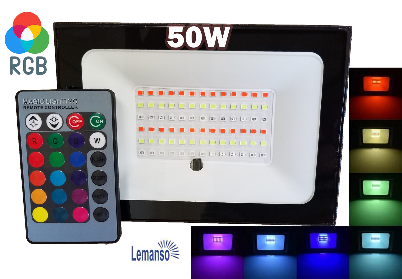 Прожектор LED 50w RGB+IP65 пульт (LMP76-50)