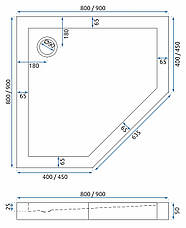 Душевой поддон REA DIAMOND WHITE 80X80, фото 3