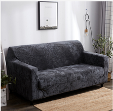 Чохли для невеликих диванів 2-х місцеві, чохли на невеликі дивани двомісний HomyTex Замша Темно сірий