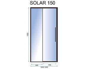 Душова двері REA SOLAR BLACK 150, фото 2
