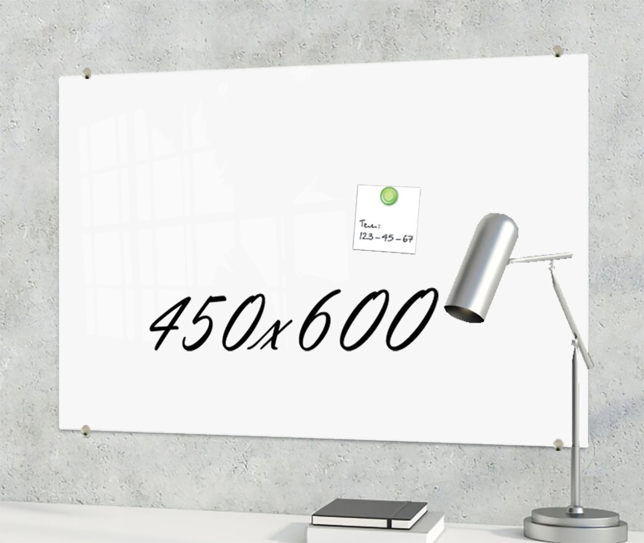 Скляна маркерна не магнітна дошка 600*450мм Біла, фото 1
