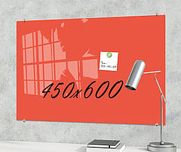 Скляна маркерна не магнітна дошка 600*450 мм Коралова