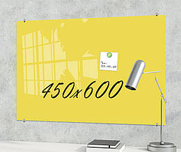 Скляна маркерна магнітна дошка 600*450 мм Жовта