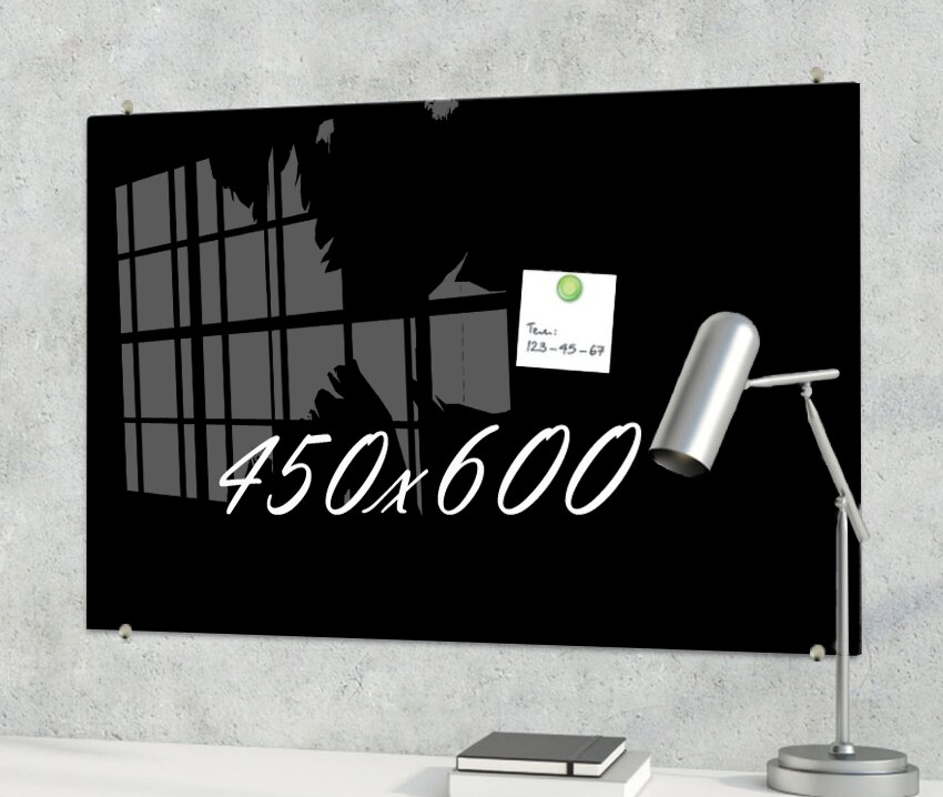 Скляна маркерна не магнітна дошка 600*450 мм Чорна, фото 1
