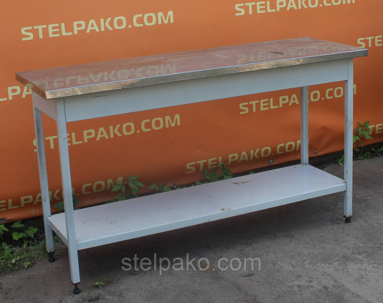 Стіл для кухні з полицею з неіржавкої сталі 150х60х85 см., (Україна), Б/у