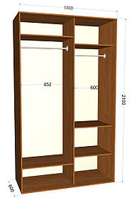 Шафа-купе дводверна 1300х600х2100мм тм Ексклюзив