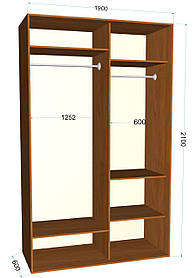 Шафа-купе дводверна 1900х600х2100мм тм Ексклюзив