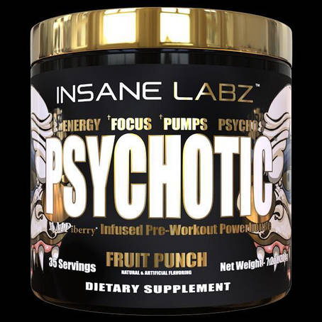 Передтренувальний комплекс Insane Labz Psychotic GOLD 35 sev. 204 g, фото 1