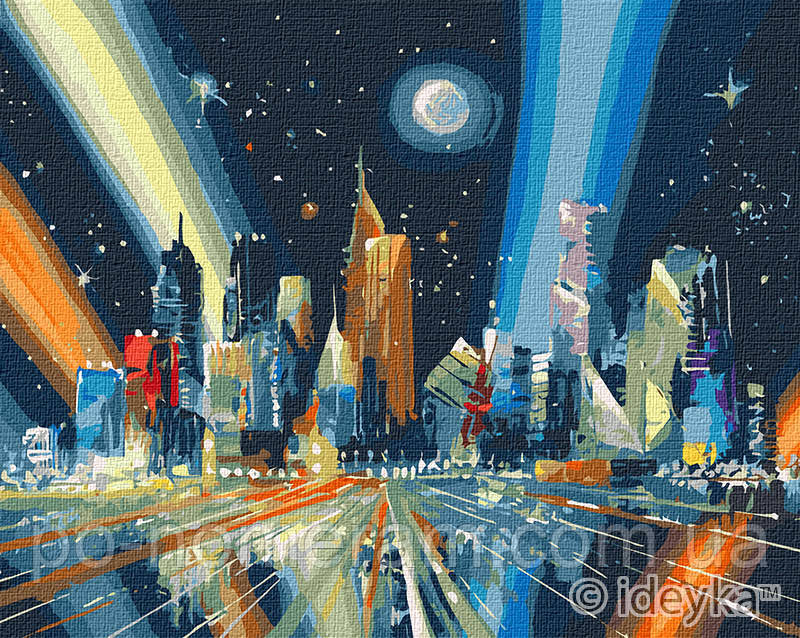 Акційна Малювання по номерам Ідейка Промені мегаполісу (KHO5024) 40 х 50 см, фото 1