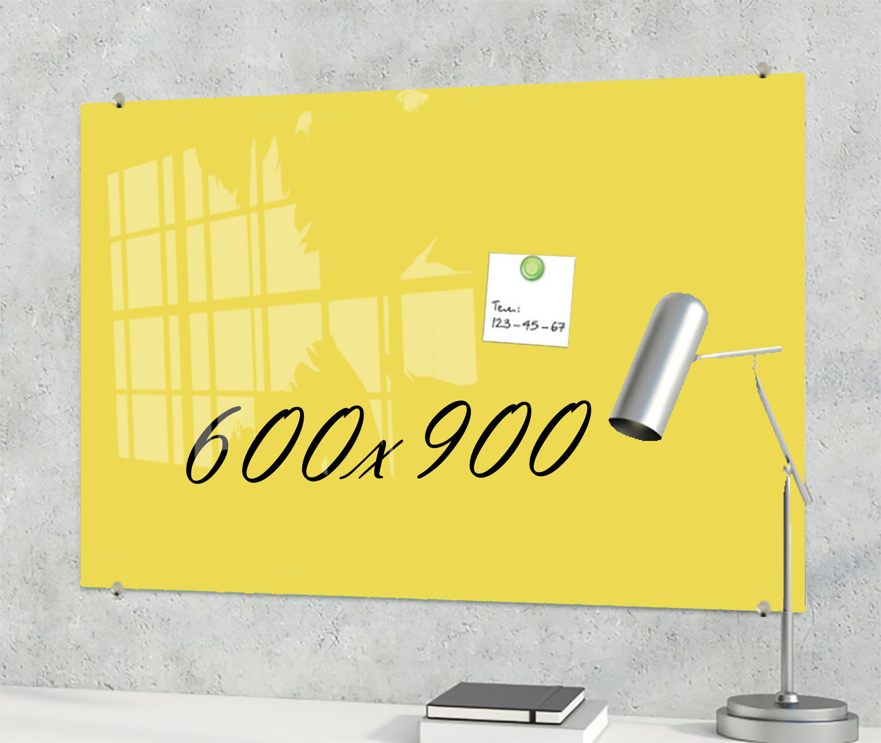 Дошка магнітно-маркерна скляна 900*600 мм Жовта