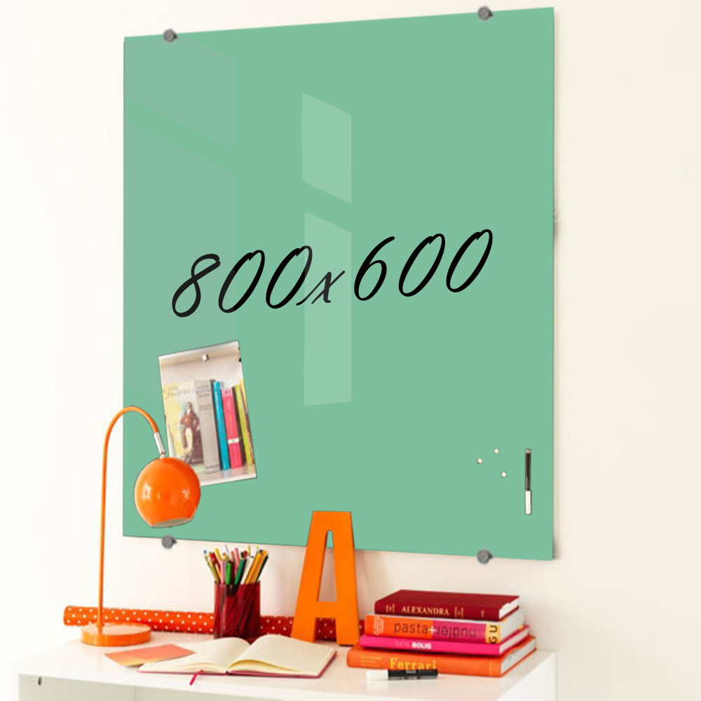 Скляна маркерна магнітна дошка 800*600 мм М'ятна, фото 1