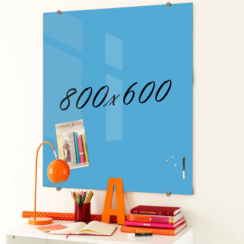 Скляна маркерна не магнітна дошка 800*600 мм Блакитна, фото 1