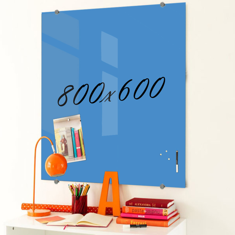 Скляна маркерна не магнітна дошка 800*600 мм Синя, фото 1