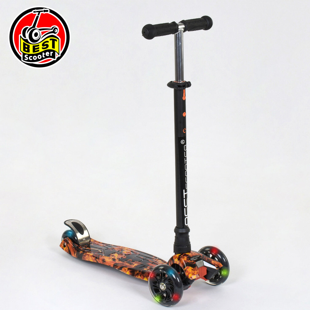 Дитячий триколісний самокат Best Scooter А 24661 /779-1310 Чорно-жовтогарячий Полум'я