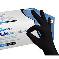 Чорні рукавички з нітрилу, текстуровані, розмір М, 4 штуки