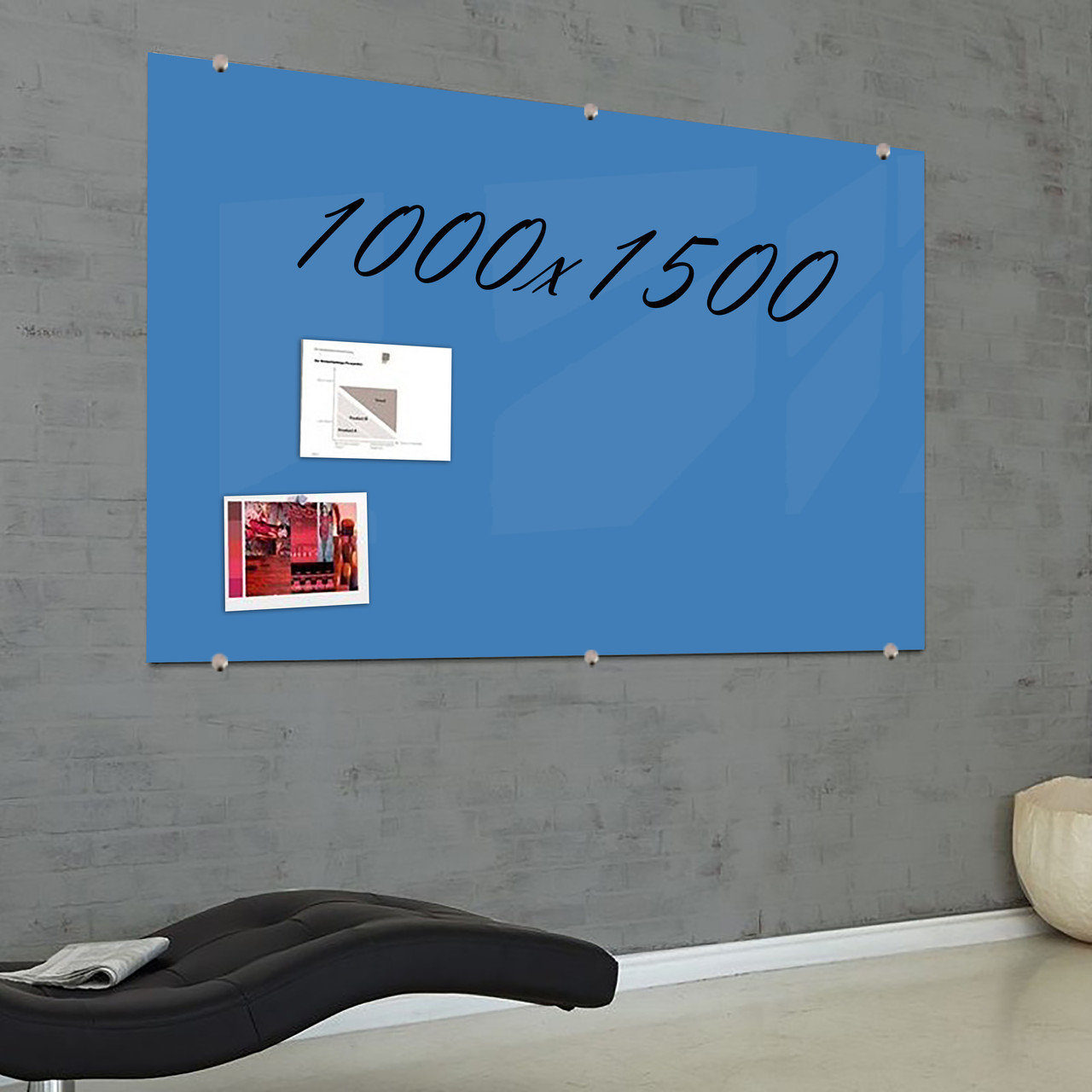 Скляна маркерна магнітна дошка 1500*1000 мм Синя, фото 1