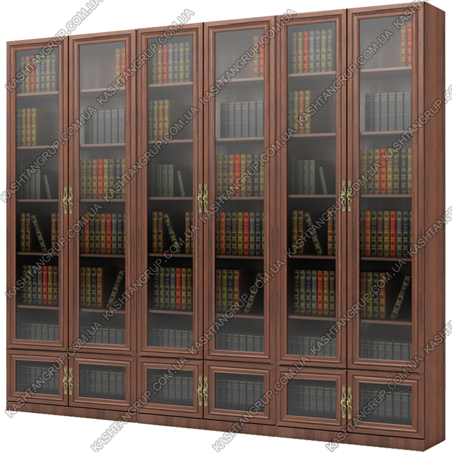 Купить Книжный шкаф комбинированный со стеклом Ш. 2400 - Г. 285 - В ...