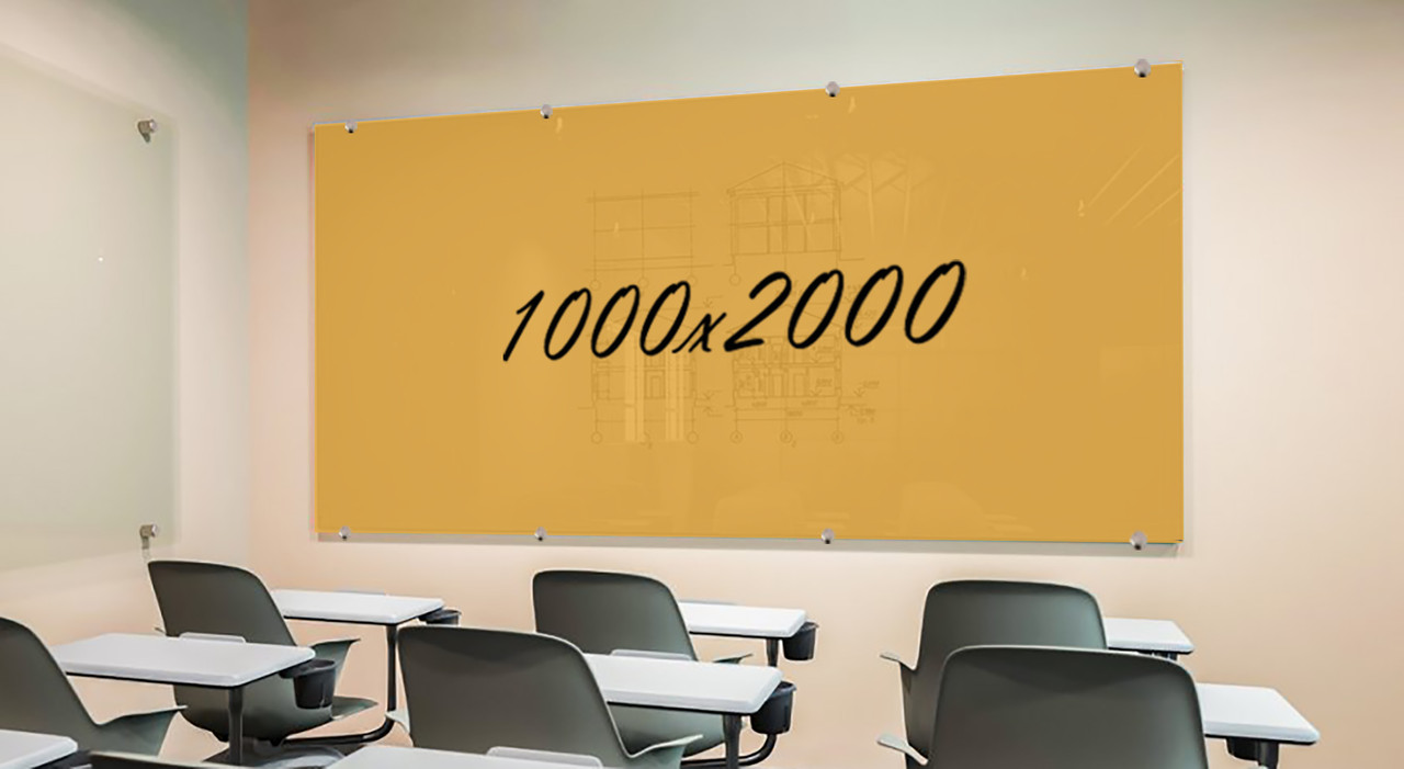 Скляна маркерна не магнітна дошка 2000*1000 мм Жовтогаряча
