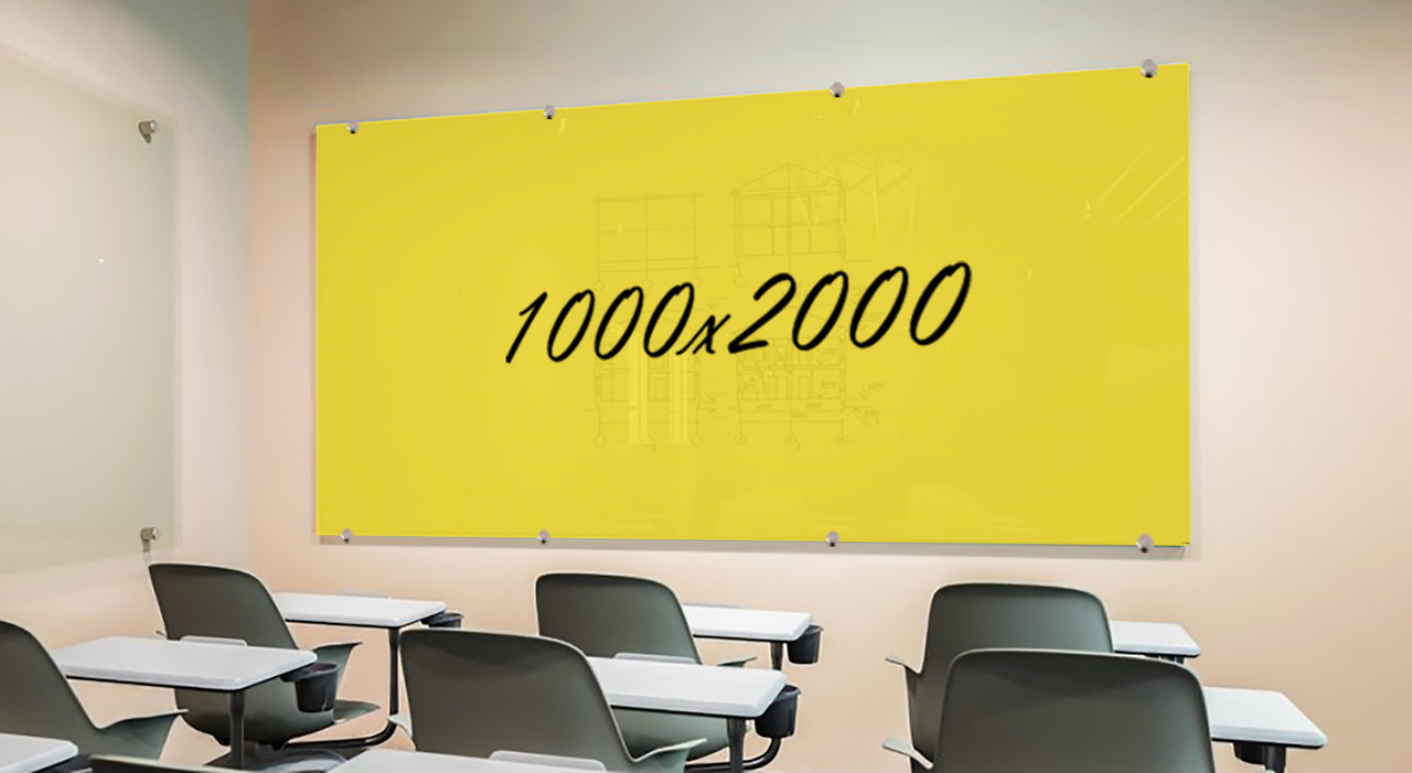 Скляна маркерна не магнітна дошка 2000*1000 мм Жовта