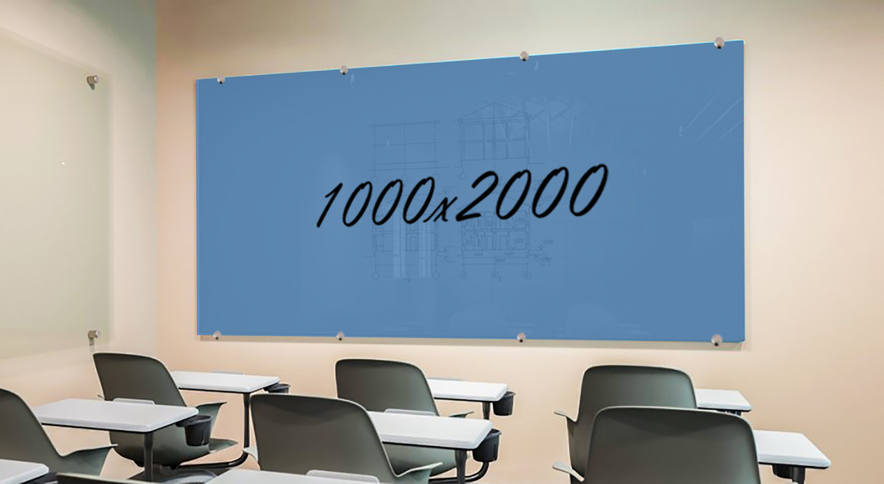 Скляна маркерна не магнітна дошка 2000*1000 мм Синя